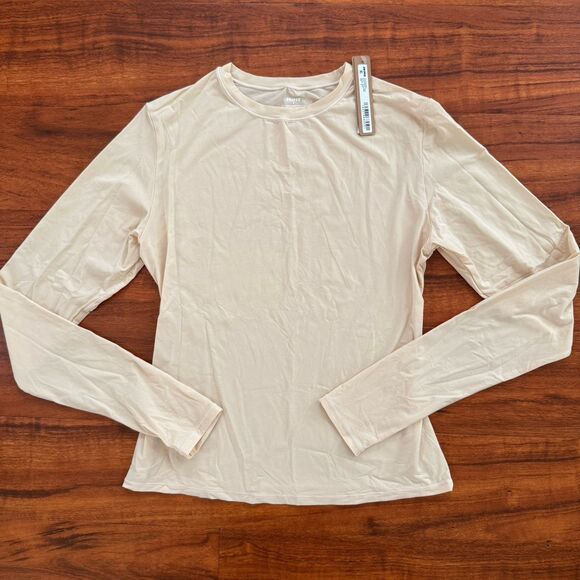Skims Fits Everybody Long Sleeve T-Shirt Color Sand Size Medium NWT - Picture 7 of 10
